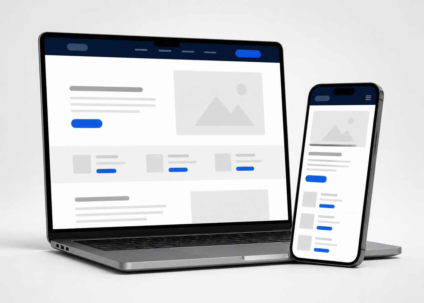 Illustration of a website layout shown on a laptop and a phone